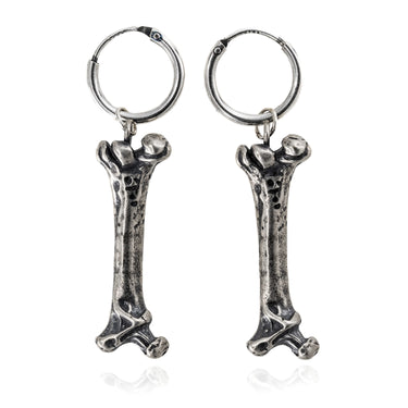 Sterling Silver Femur Earrings - Black Feather Design